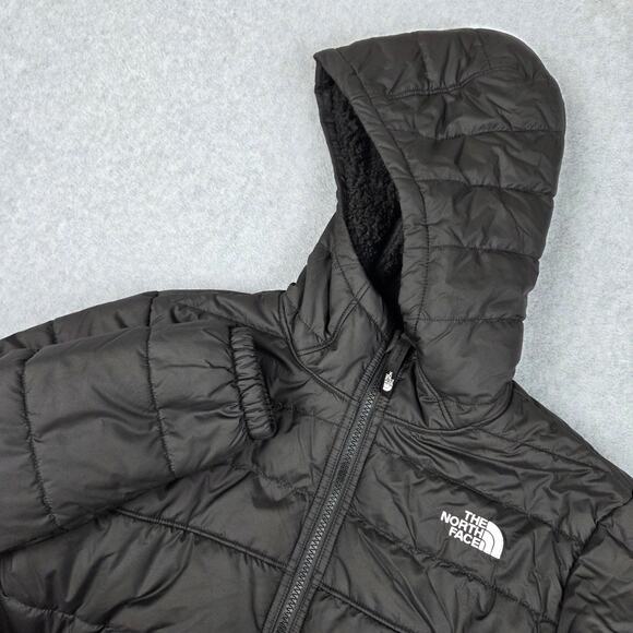 The North Face Boys Large 14/16 Black Reversible Sherpa Full Zip Hooded Jacket - Picture 1 of 12
